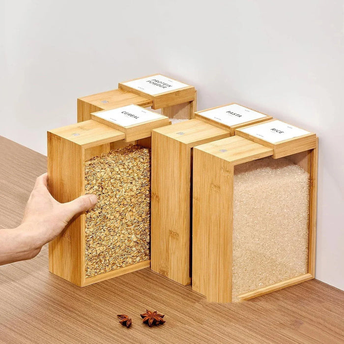 Bamboo Grain Storage Box with Sliding Lid