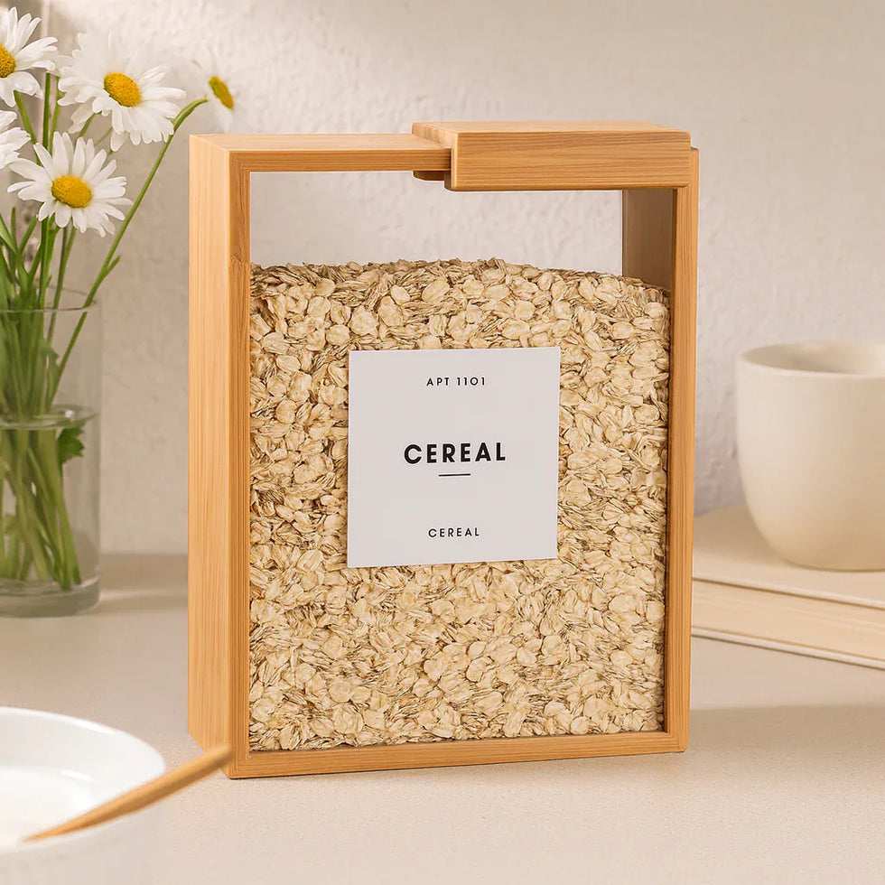 Bamboo Grain Storage Box with Sliding Lid