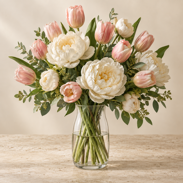 Artificial Tulip & Peony Bouquet