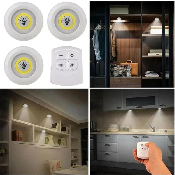 Pack of 3 Wireless Tap LED Lights with Remote Control
