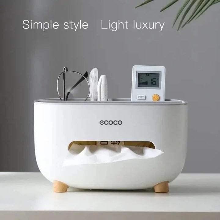 ECOCO Multi-Function Tissue Box & Desk Organizer – White