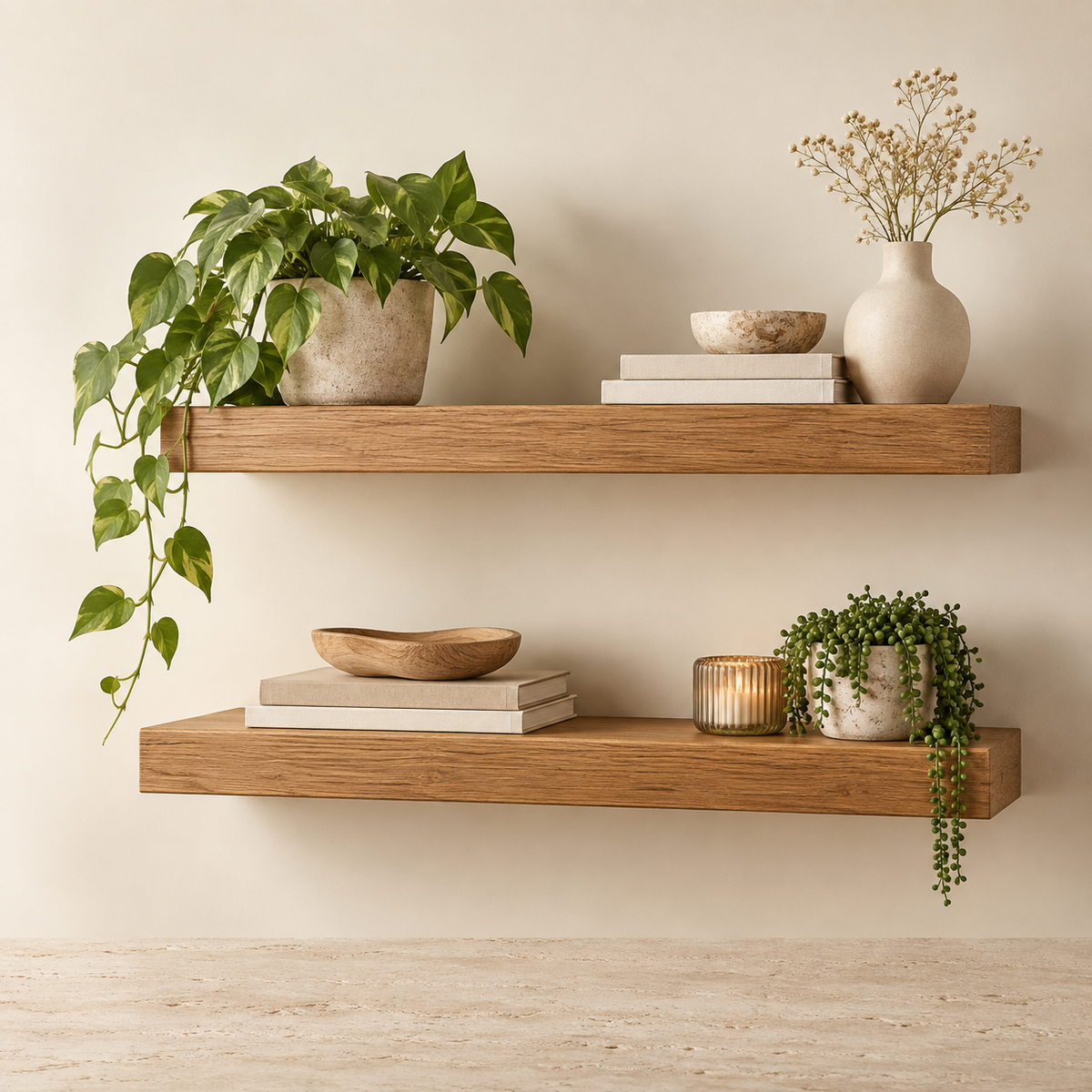 Floating Wooden Wall Shelves