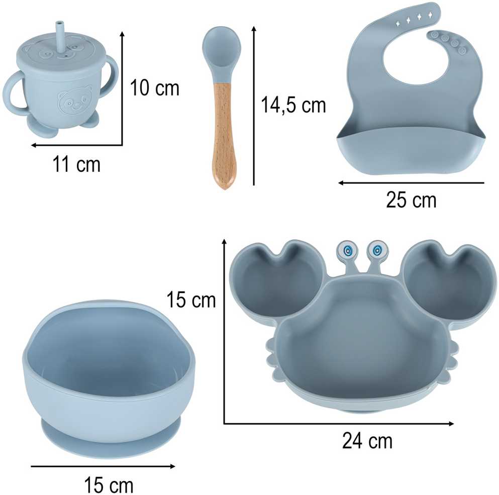 7-Piece Silicone Baby Feeding Set — Blue